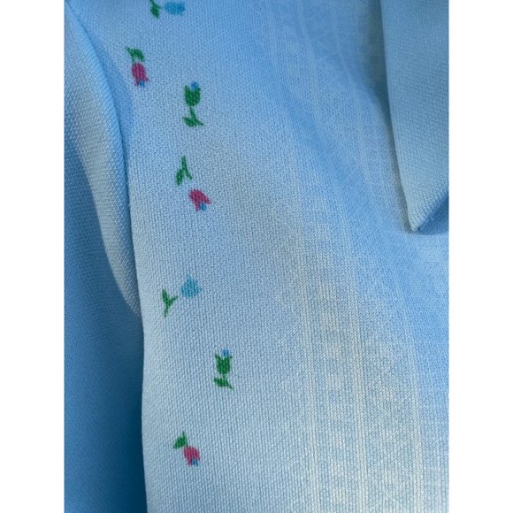 Vintage MOD 1970s Smartique Hippy BlueFloral Ladies Shirt - Picture 3 of 12